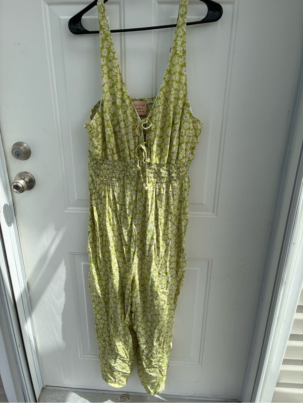 What Lo Wants Light Green Floral Sleeveless Jumpsuit
